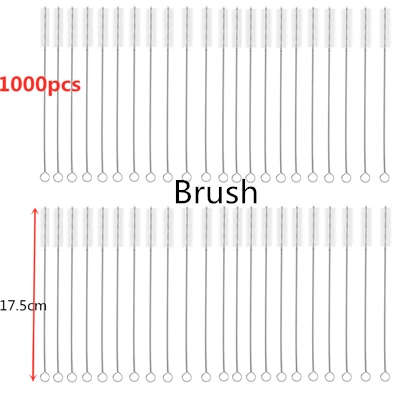 100 шт многоразовые стаканы для питья Str 18cmx8 мм-идеальная многоразовая соломинка для смузи, чая, сока-10 упаковок с 20 щетками для чистки - Цвет: 1000pcs brush