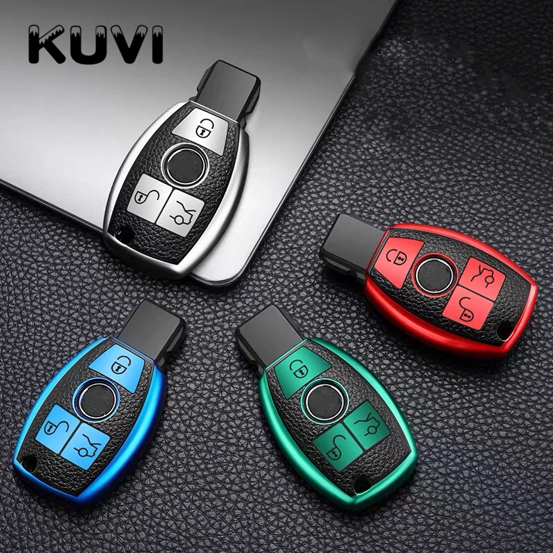 Leather TPU Car Key Fob Case Cover Protector for Mercedes Benz E C G M R S Class W204 W212 W176 GLC CLA GLA AMG