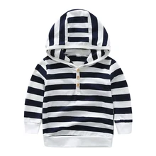 New Spring Autumn Casual Children Newborn Boy Clothes Long Sleeve Hoodie Striped Printing Blouse Kids Infant Tops Sweater Wear