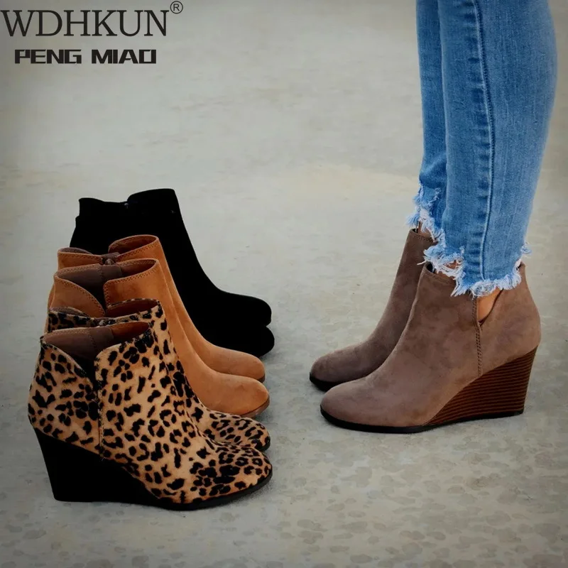 Botines de punta estrecha mujer, botines de leopardo, calzado de plataforma, tacones altos, Invierno - AliExpress Calzado