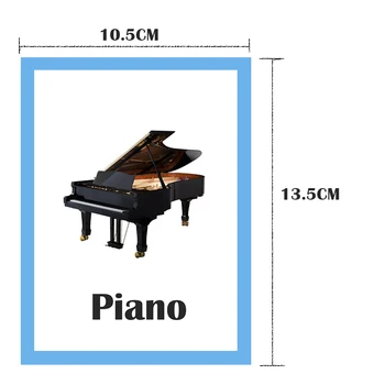 

Kids Montessori Musical Instrument Children English Word Saxophone/Guitar FlashCards Baby Learning Educational English Card Game