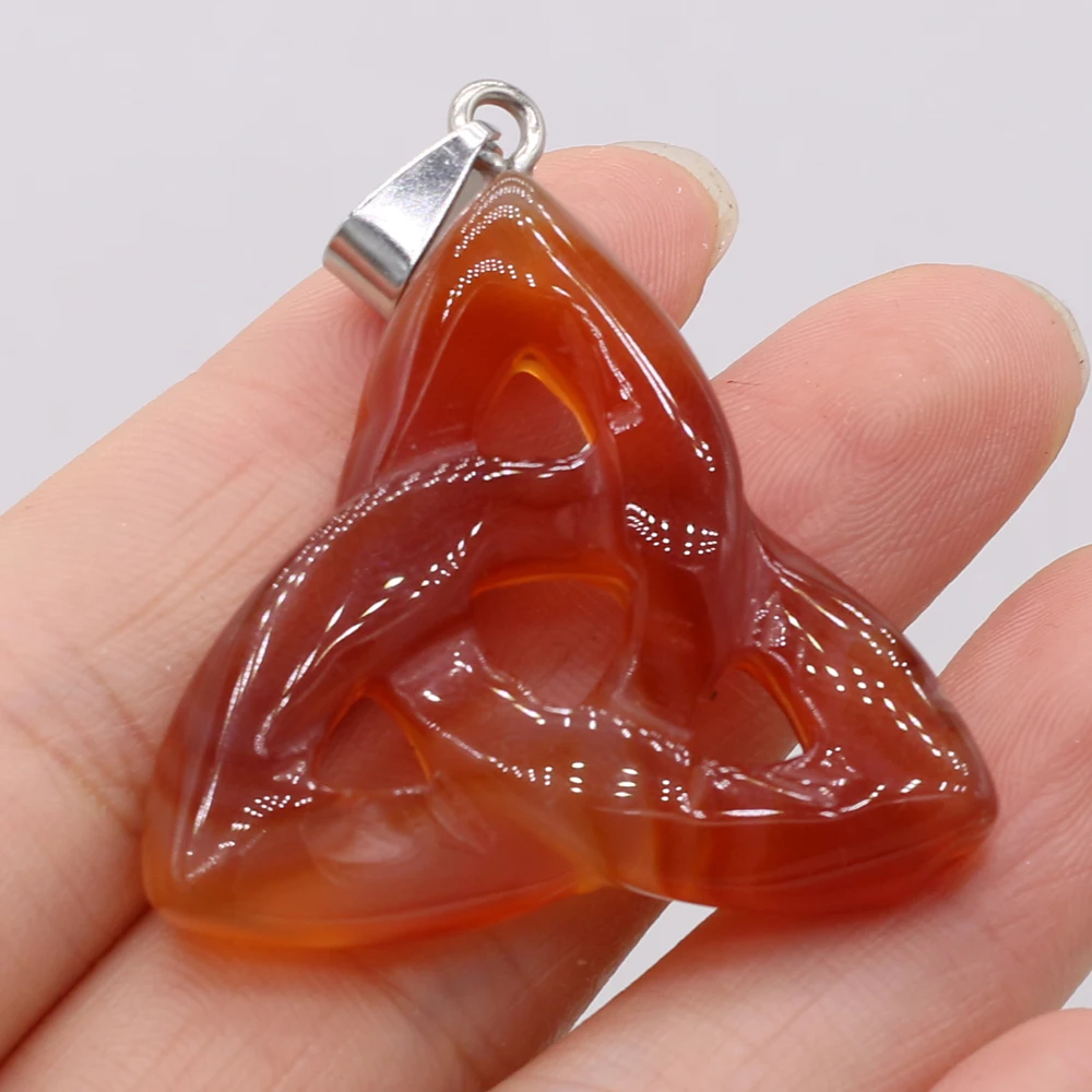 Triquetra Symbol Natural Stone Pendants Celtics Knot Agates Crystal for Jewelry Making DIY Women Necklace Earrings Crafts