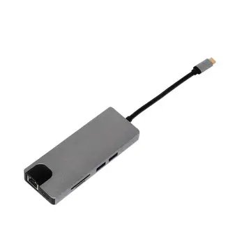 

8 In 1 Multifunctional Adapter Type C To USB VGA HDMI RJ45 Card Reader Adapter Extend Hub For USB-C Port Laptop