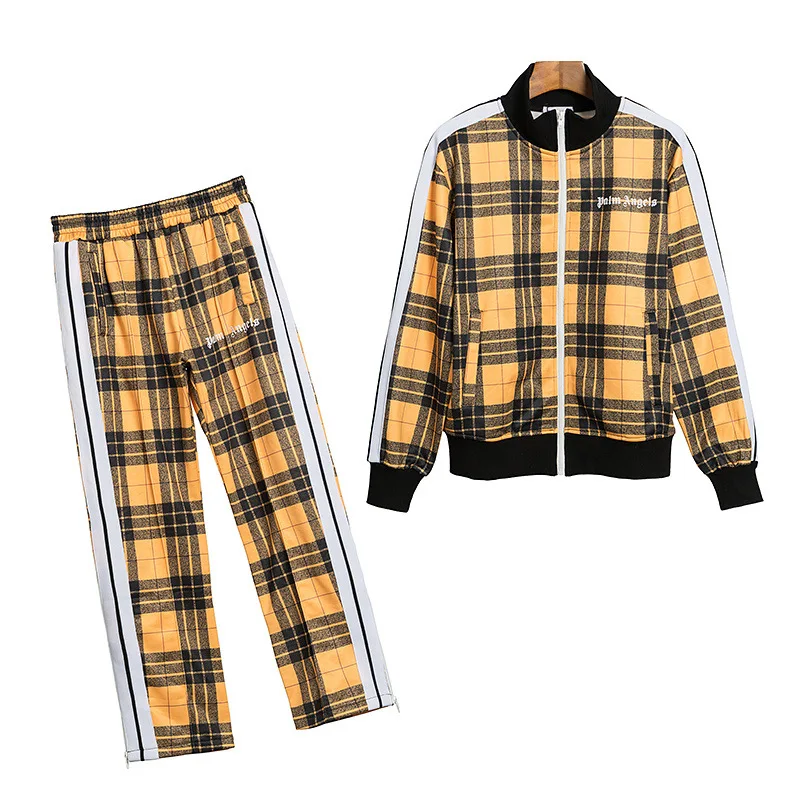 

Palm Palm Angel Set New Style Catwalk Models Celebrity Celebrity Style Plaid Zipper Set Coat Pants