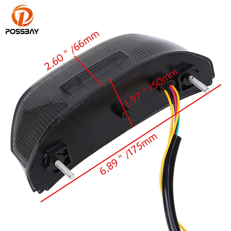 POSSBAY светодиодные фары 12V мотоцикл задний фонарь стоп сигнал лампы для Yamaha R1 2015 2016