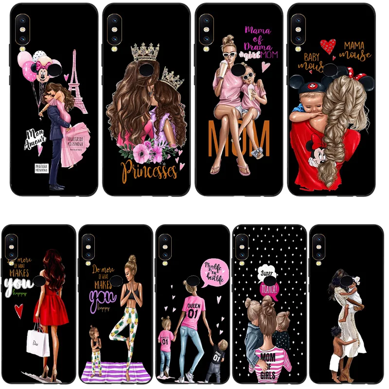 

Painting Soft Case For Huawei p8 p9 Mate20 lite Mate 10 9 Honor 10 8 Headwear black girl family Slim Silicone Back Cover Shell