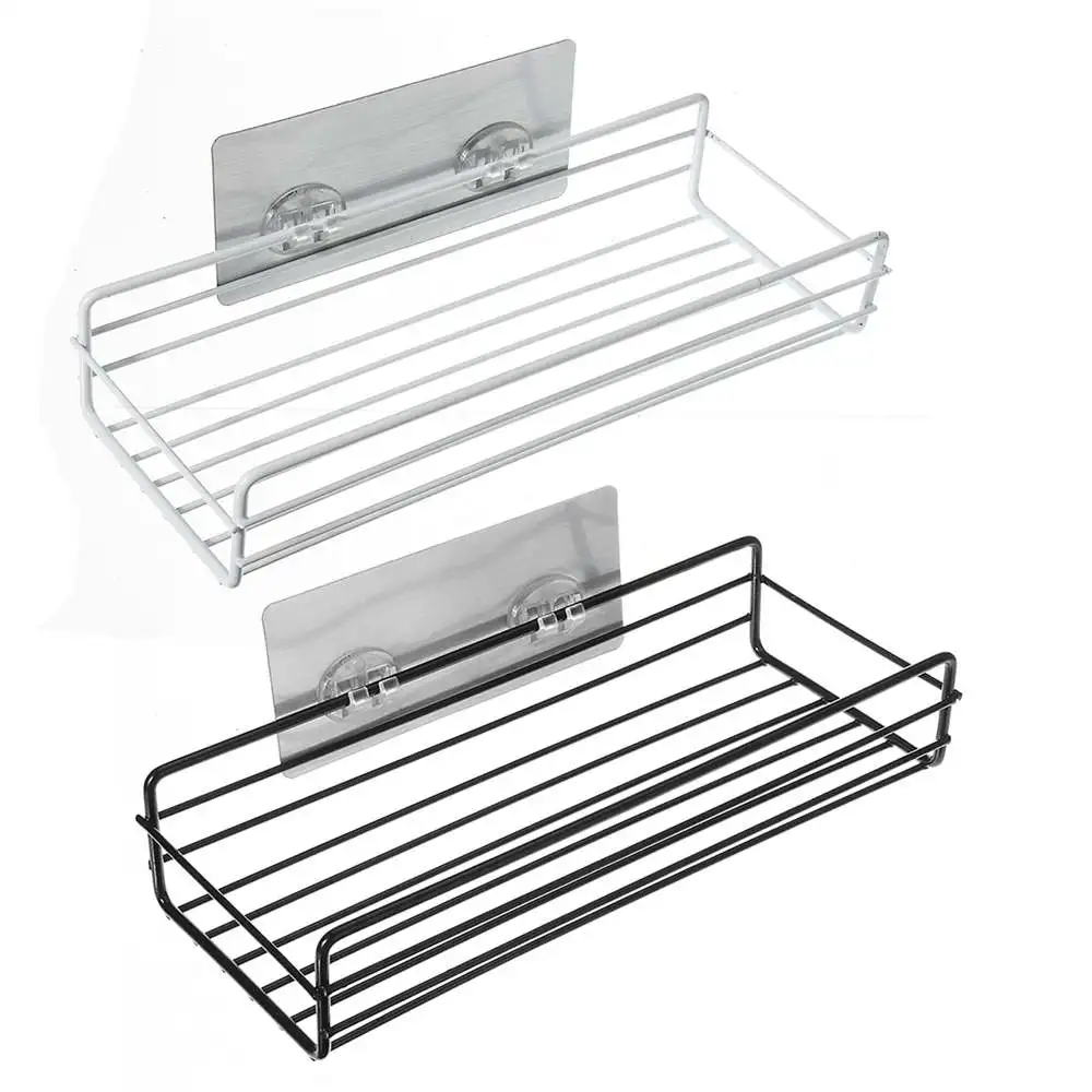 Bathroom Tray Storage Rack Organizer Multifunction Rectangle Shower Shelf No Drilling Removable