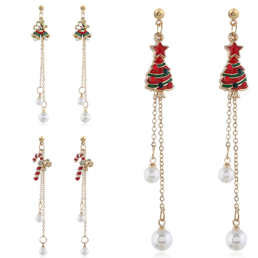 Женские серьги Милые простые счастливые Рождественские сани колокольчики снежные рождественские серьги Элегантные дропшиппинг 30YH