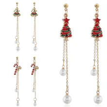 Женские серьги Милые простые счастливые Рождественские сани колокольчики снежные рождественские серьги Элегантные дропшиппинг 30YH