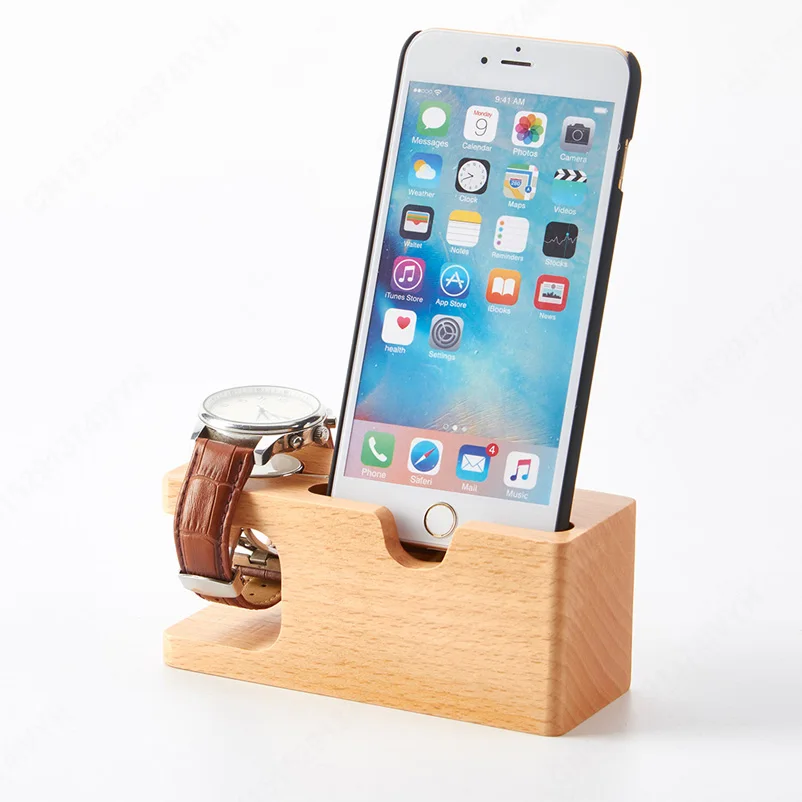 Бук офисный Настольный держатель для телефона смартфон подставка для Apple Watch IPhone бамбуковая Деревянная Подставка для зарядки