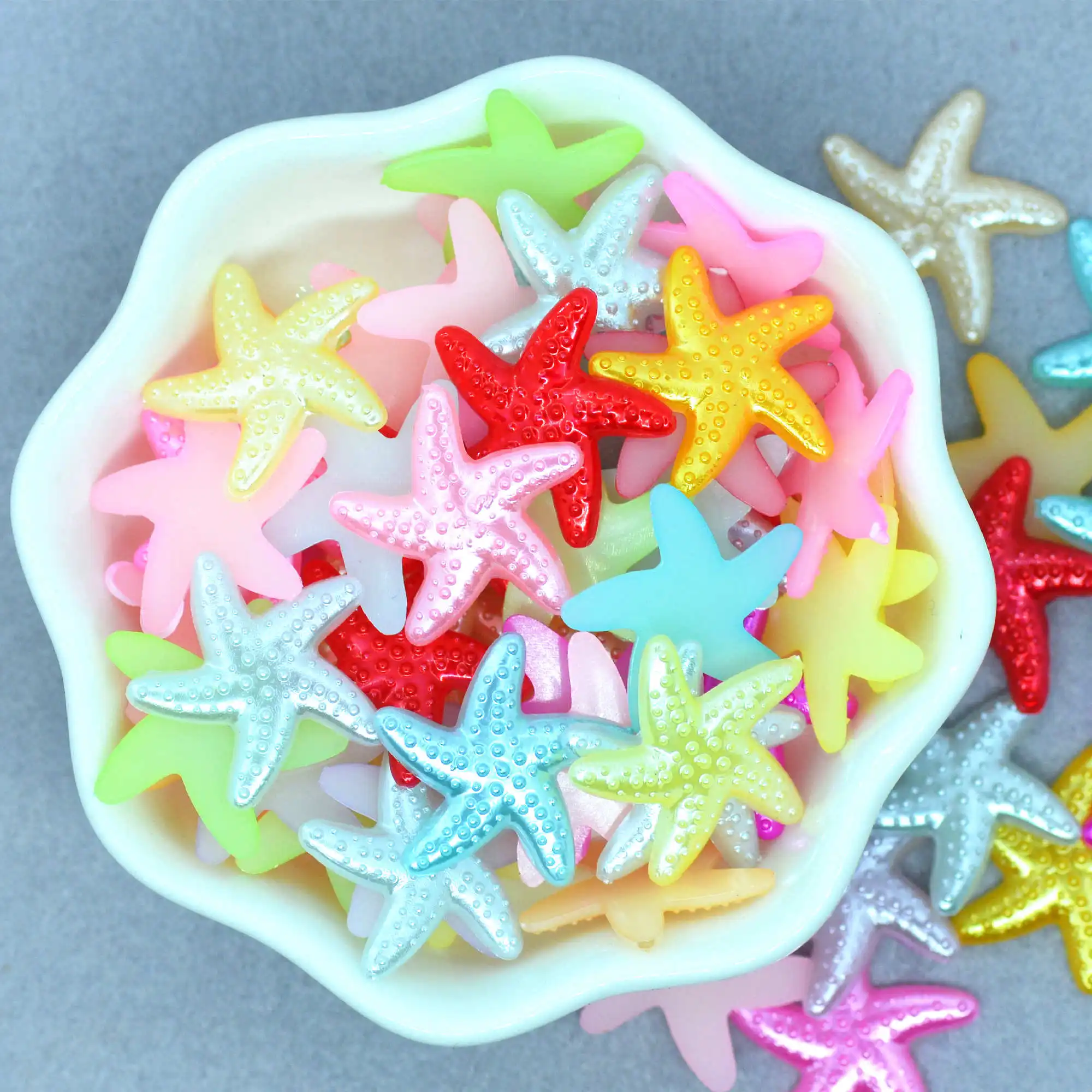 100PCS Flatback Imtation Pearl Sea Star Cabochons For Scrapbook Embellishments Phone Case Decoration Supplies-18mm