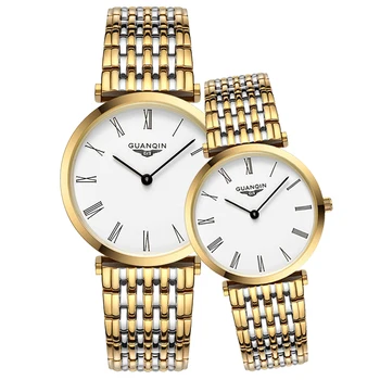 

GUANQIN Couple Watch Set Roman 2019 Men's Women Wristwatch Luxury Quartz Watch Women Clock Ladies Wrist Watch lovers Watch