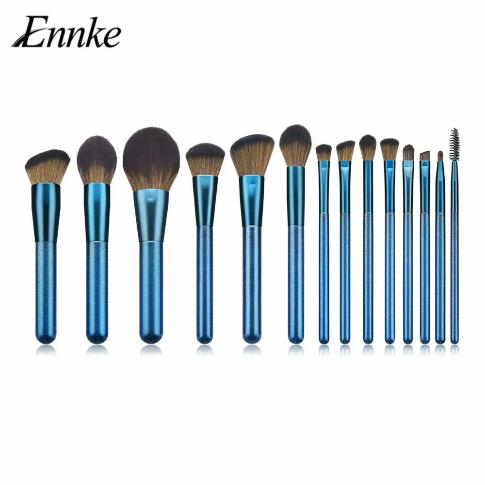 

ENNKE Classical Blue 14 Pcs Makeup Brushes Wooden Handle Eye Beauty Micro Brushes Powder Foundation Big Flame Blusher Brush