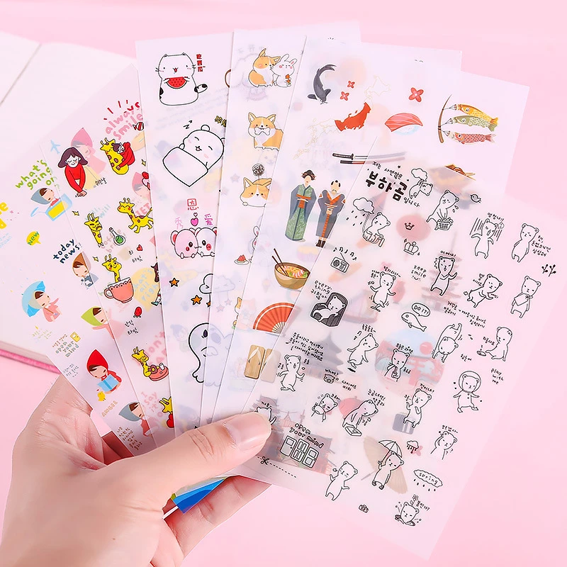

Creative Kawaii Sticker Bag Cute Hand Account Decoration DIY Transparent Photo Stickers Kids School Stationary Supplies 06558
