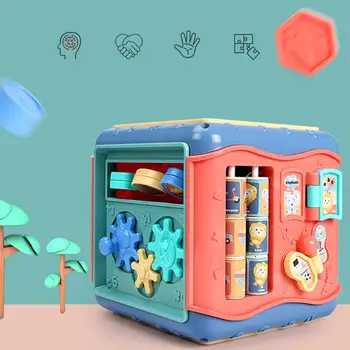 

Baby Six-Sided Box Graphic Matching Clock Cognition Round Beads Number Platter Puzzle Car Maze Montessori Educational Toy