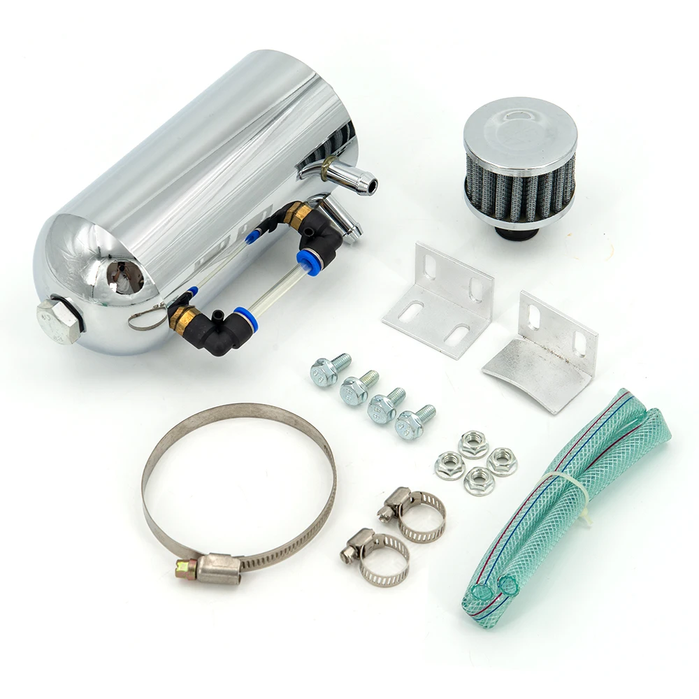 Universal 0,5 L Öl Catch Tank Reservoir Verschnaufpause Silber Filter  Legierung Auto Racing Motor Aluminium Verblüfft Zylinder Kit 3*10MM -  AliExpress