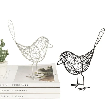 

Wrought Iron Art Bird Statue Metal Wire Knitted Birdie Figurine Room Decor Handcraft Ornament Garden Embellishment Accessories