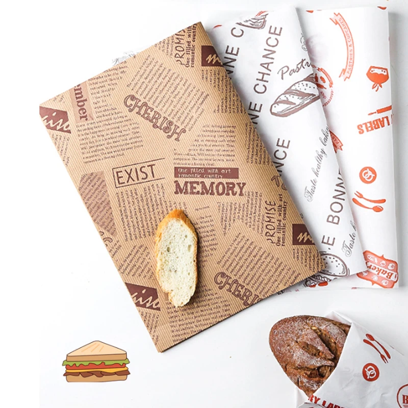 Custom Printed Logo Food Grade Restaurant Custom Greaseproof Paper Fast  Food Wax Pe Wrapping Paper White - AliExpress