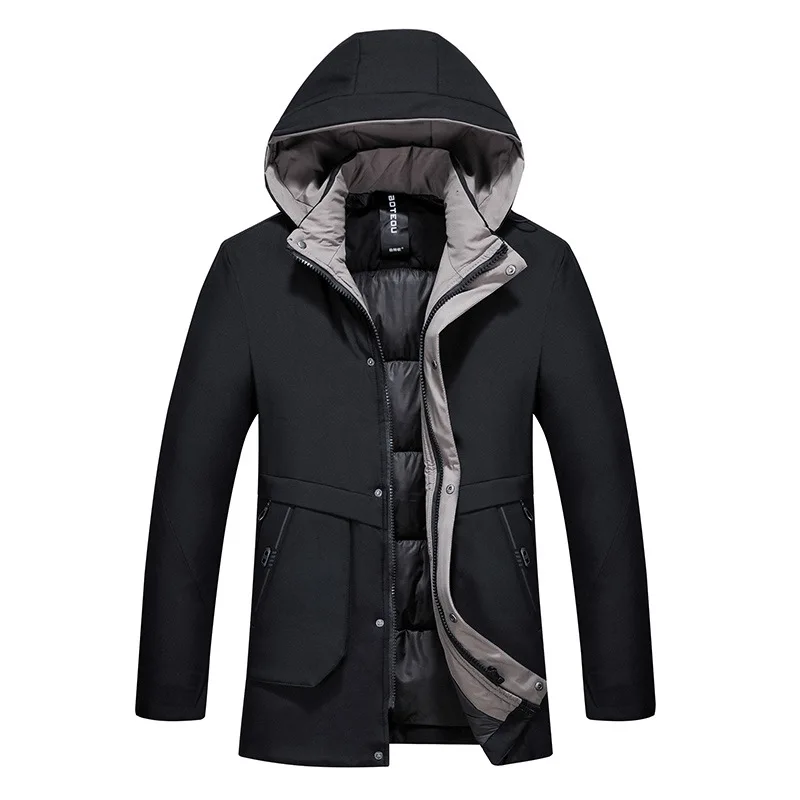 Middle-aged Men'S Wear down Jacket Cotton-padded Clothes Winter New Style Daddy Clothes Thick Extra-large Hooded Mid-length