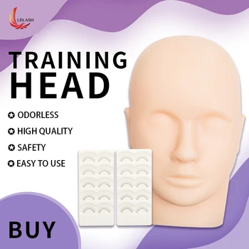 

False Eyelashes Extension Practice Exercise Kit Makeup Mannequin Head Set Grafting Eyelash Tools Kit Practice Eye Lashes Graft
