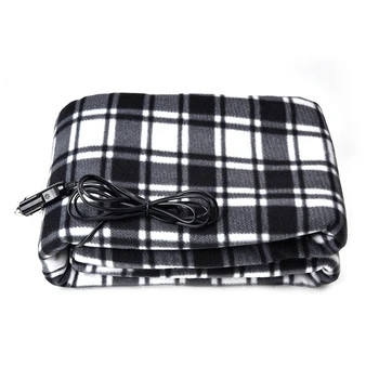 

12V Heated Travel Electric Blanket for Cars, Trucks, Boats or RV, High / Low Temperature Control Square Black and Burgundy
