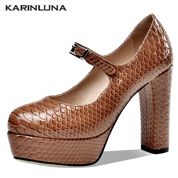 

Karinluna Brand New Fashion Plus Size 43 High Heels Patent Leather Platform Party women's Shoes Skin Pumps