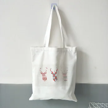 

Christmas Canvas Tote Bag Foldable Handbag Custom Print Logo Text DIY Eco Reusable Shopping Bag Recycle Festival Gifts Bag
