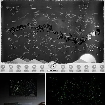 

Glow in The Dark Sticker Luminous Map Wall Sticker Astronomy Star Astrostar Space Wall Sticker Projector Light Decals Poster