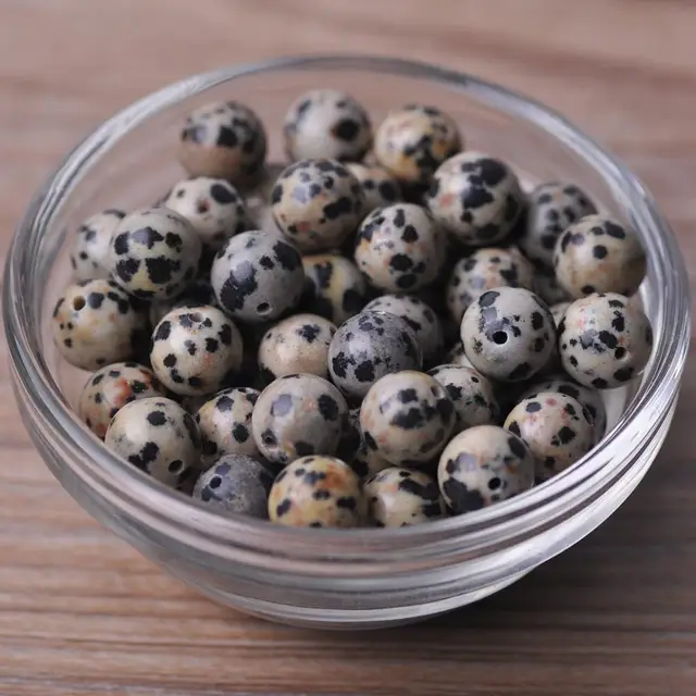 Round 4mm 6mm 8mm 10mm 12mm Natural Stone Rock Loose Spacer Beads lot for Bracelet Jewelry Making Findings DIY Crafts Spots Stone