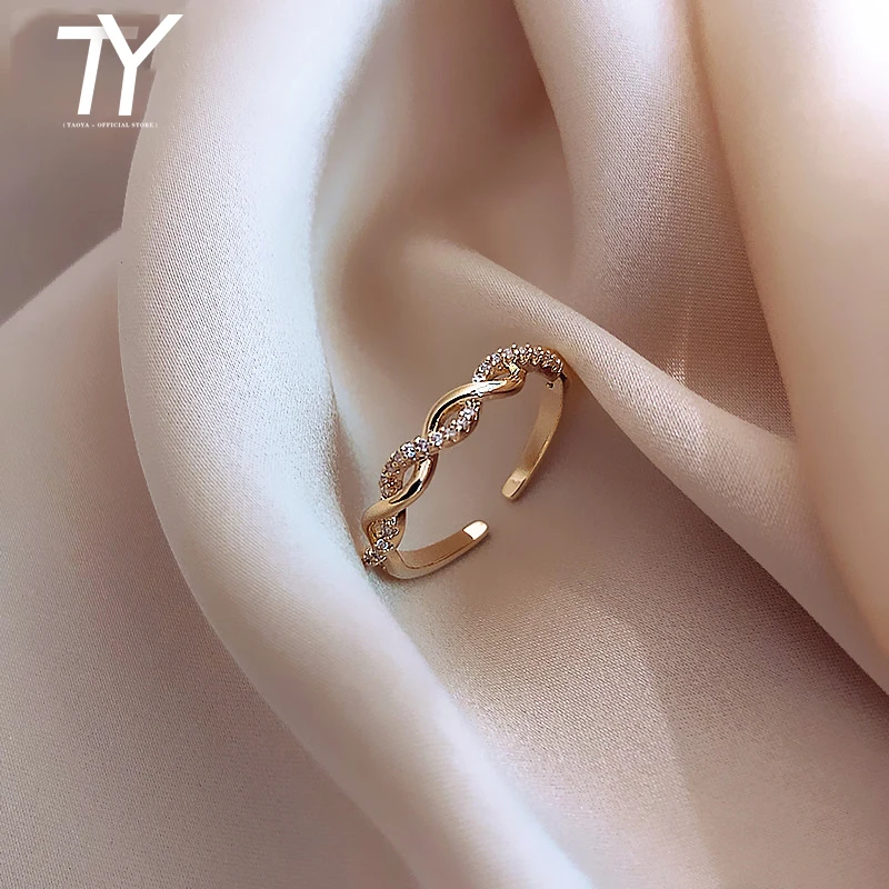 Open-Rings Gift-Accessories Female Jewelry Geometric Woven Copper-Alloy Girlfriends Korean