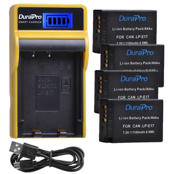 

4pc Batteries LP-E17 LPE17 LP E17 Li-ion Battery Pack Akku+LCD USB Charger for Canon EOS 750D 760D T6i T6s M3 M5 M6 800D 8000D