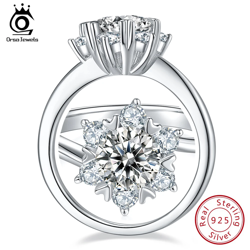 ORSA JEWELS 1 0 карат круглое ограненное моиссанитовое кольцо невесты цветочный дизайн
