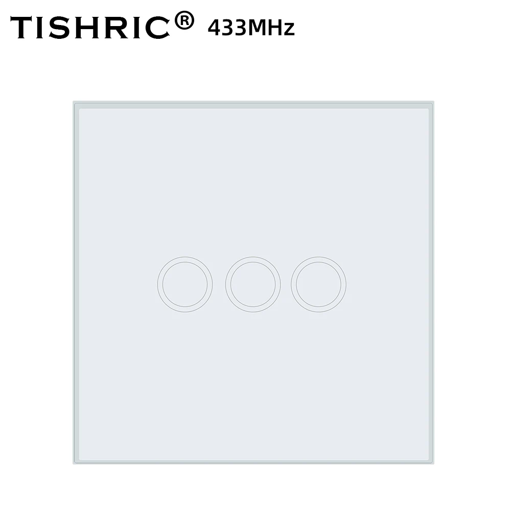 

TISHRIC 433mhz Remote Control Touch Switch 1/2/3 Gang 220V Wall LED Light Crystal Glass Panel Smart Touch Switch EU Standard