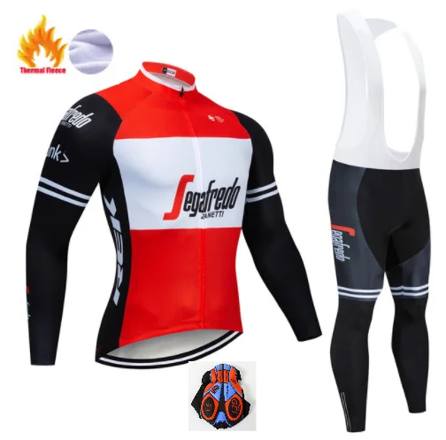 Fleece set Треккинговая Команда с длинным рукавом Велоспорт Джерси Набор флисовый набор Ropa Ciclismo дышащий гоночный велосипед одежда MTB велосипед 9D гелевая подкладка - Цвет: Fleece set