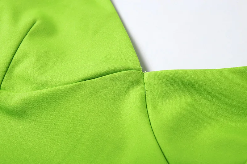 BOOFEENAA, сексуальный женский комплект 2 шт., неоновый, зеленый, с цепочкой, короткий топ на бретелях и расклешенные штаны, подходящие комплекты, Rave, Клубные наряды, C87-AE47