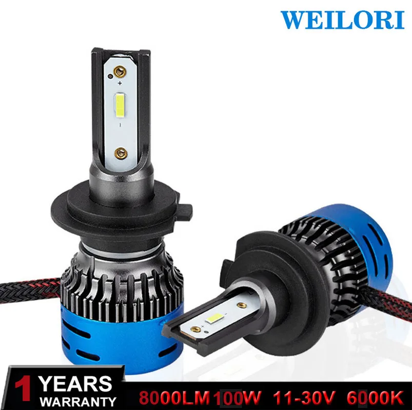 

High LPW Mini Type LED Car Headlight Bulbs H1 H9 H4 H7 H11/H8 H1 9005 9006 9012 H3 100W/set 6000K Auto Headlamp Fog Light
