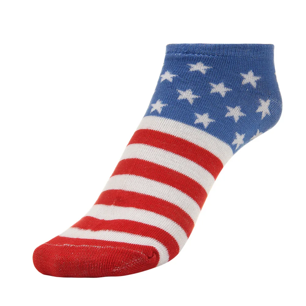 

5Pairs/lot Men Women Fashion Flag Ankle Socks Low Cut Crew Casual Color Cotton Short Socks