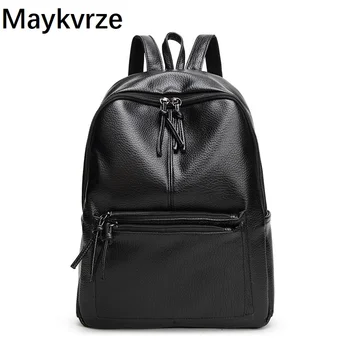 

2020 new girls women bags leather backpack Tide fashion wild black shoulder bag