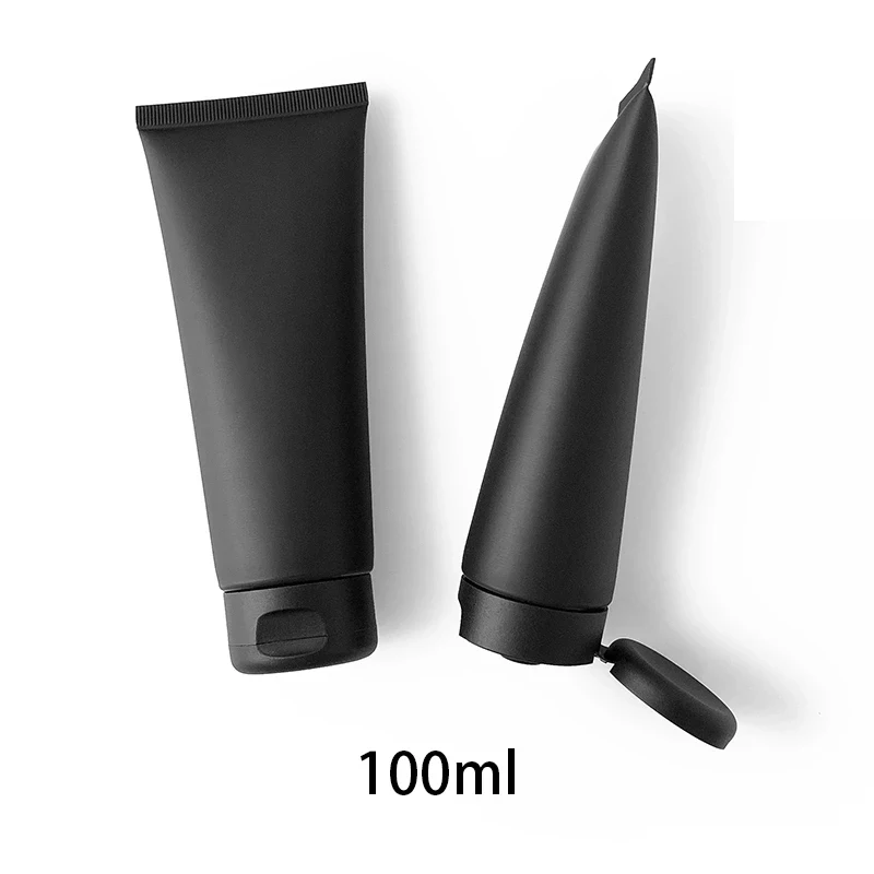 

30pcs 100ml Black Frosting Soft tube Cosmetic Packaging 100g Facial Cleanser Skin Care Cream Plastic Squeeze Tube With Flip Top