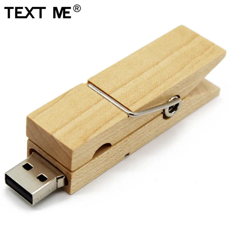 TEXT ME Maple wood clip 64GB usb флеш-накопитель 4GB 8GB 16GB 32GB usb2.0 флешка, подарок u диск