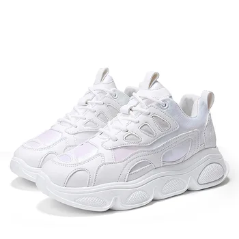 

Fashionable platform Clunky Sneaker women casual sports shoes Student wild heighten white shoes