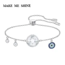 Высокое качество SWA элегантная Регулируемая цепочка длинный Круглый браслет дьявол глаз ювелирные изделия женские ювелирные изделия кристалл девушки подарок на день рождения