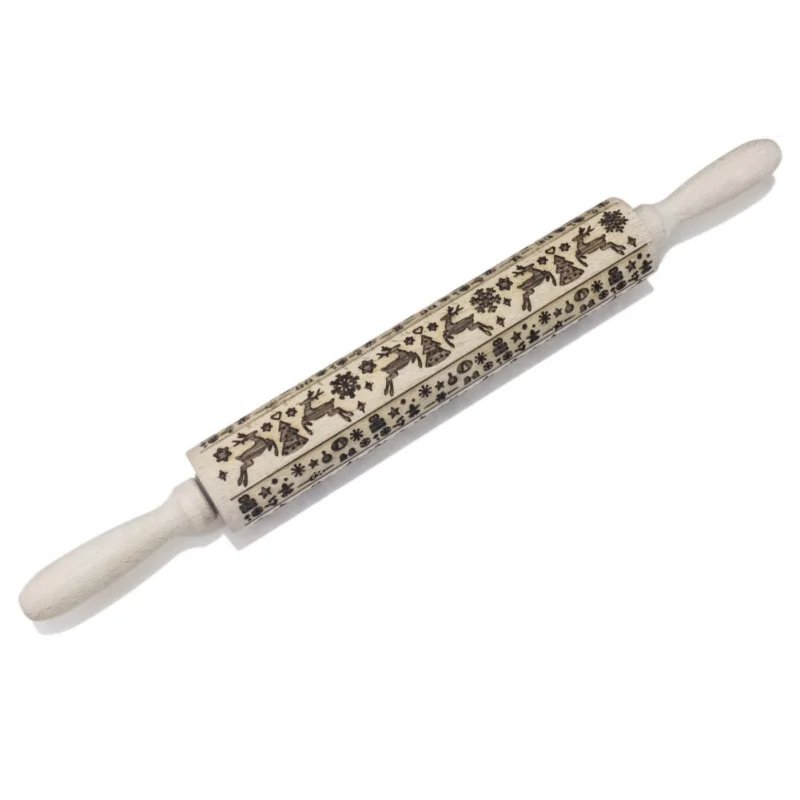 Рождественская деревянная Скалка с гравировкой оленей декоративное тиснение Скалка Для DIY печенья креативная форма для торта помадки