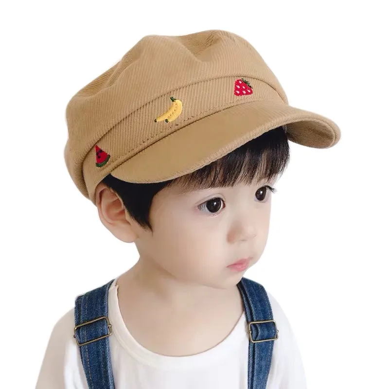 Children Classic Style Baby Fashion Cap Toddler Girl Fruit Embroidery Pattern Berets Hat 1-3T kids caps boys