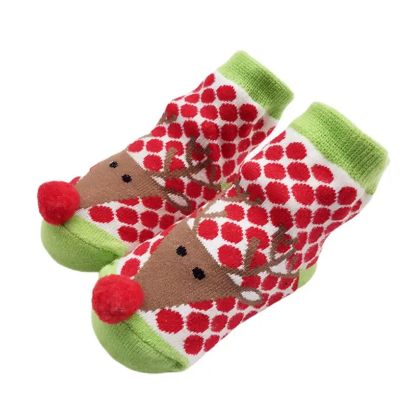 Зимние рождественские детские носки из хлопка с рисунком Санты; жаккардовые детские носки