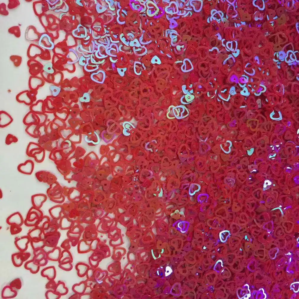 50g/Lot Double Hollow Hearts PVC Sequins Sewing Garment Accessories Diy Crafts Glitter Paillettes Festival Decoration confetti