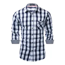 Досуг чистый хлопок решетки орфография цвет с длинным рукавом рубашка мужская одежда 158-2
