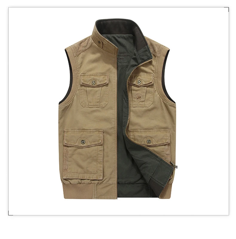 Outwear Men Multi Pocket Sleeveless Jacket Plus Size