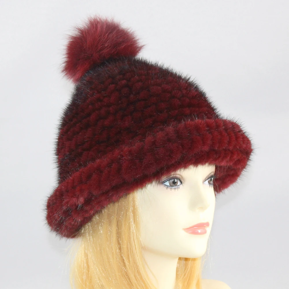 Шапка из натурального меха женская теплая вязаная норковая меховая шапка женская модная шапка из натурального меха натуральная норковая меховая шапка
