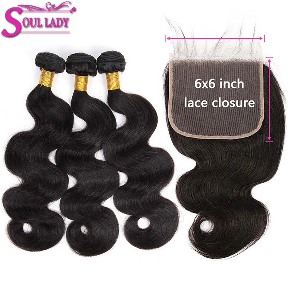 

HD Transparent 6x6 Closure And Bundles Brazilian Body Wave Top 6x6 Lace Closure With Bundles Remy 100% Human Hair Extensions